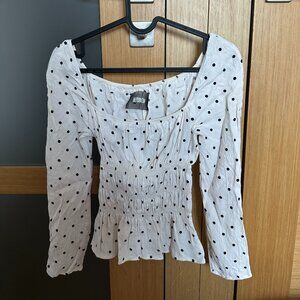 Reformation Smocked Polka Dot Top